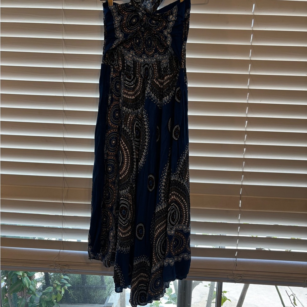 Elegant Blue and Black Maxi Dress